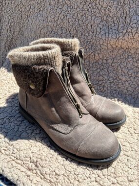 Keen Ankle Boots Womens Size 9W Brown Gray Knit Cuff Boho Booties
